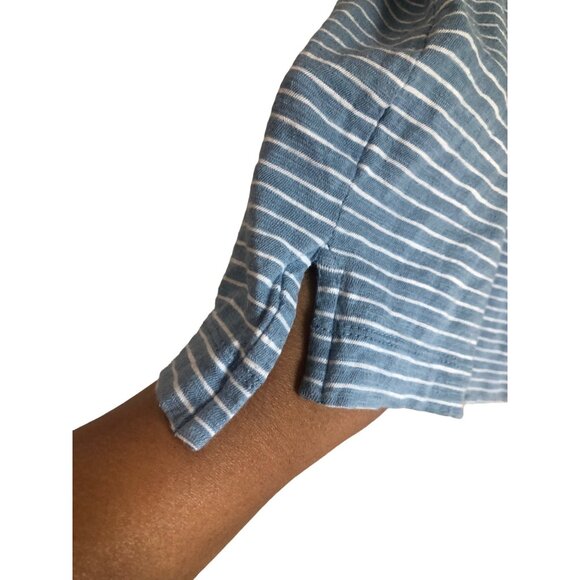 LRL Lauren Jeans Co Womens Blue Striped Short Sleeve Henley Top Size XL - Picture 4 of 5